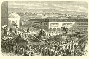 Processie van de Heer der Aardbevingen in Cuzco door Edouard Riou
